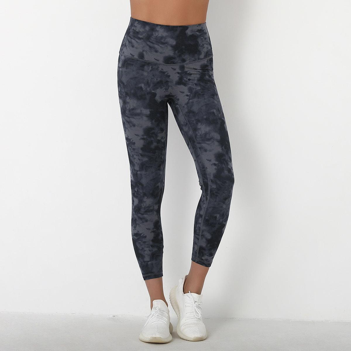 Womens Activewear Sports Leggings Tie Dye Leggings Grey S